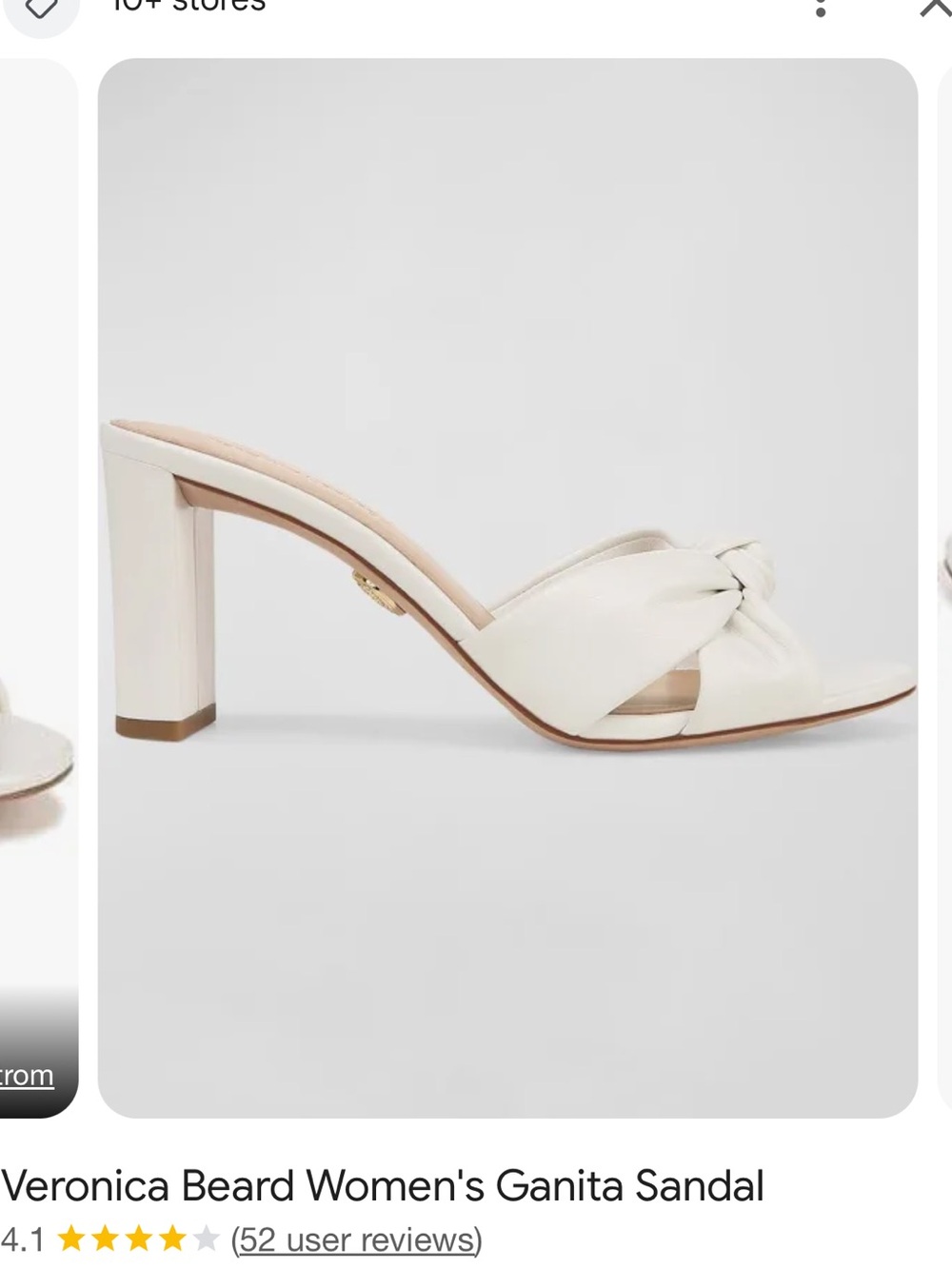 NIB Veronica Beard 8 8.5 Leather Ganita Knot 
 Heel Sandals in White Coconut